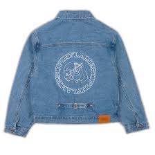 Up In Flames Riot Logo Denim Jacket Medium Wash
