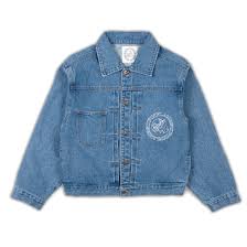 Up In Flames Riot Logo Denim Jacket Medium Wash